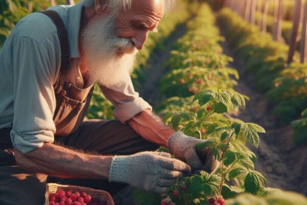 A farmer is breeding raspberries